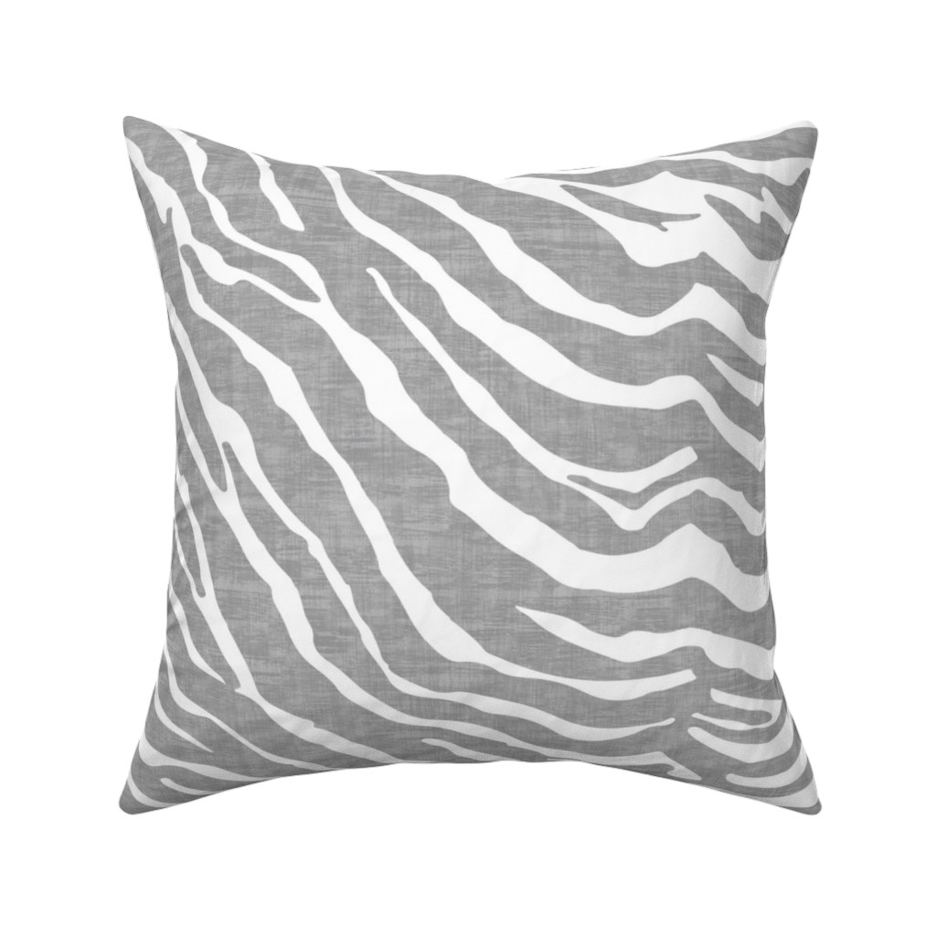 Zebra Texture - Gray Pillow, Woven, White, 16x16, Double Sided, Gray