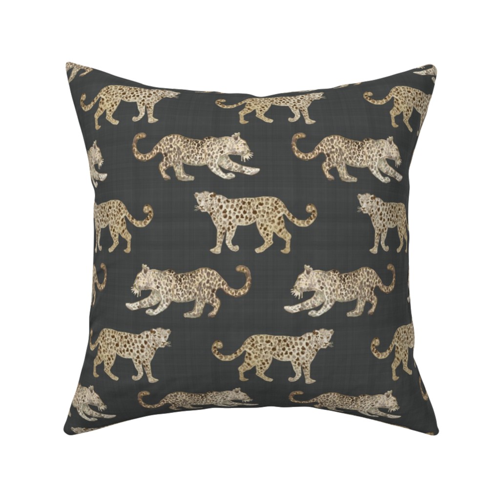 Leopard Parade Pillow, Woven, White, 16x16, Double Sided, Gray