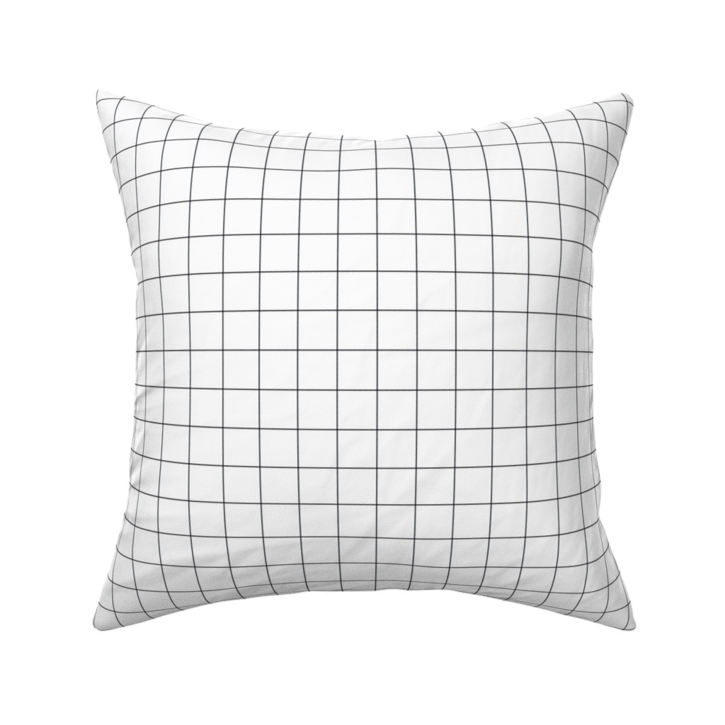 Black & White Grid Pillow, Woven, White, 16x16, Double Sided, White