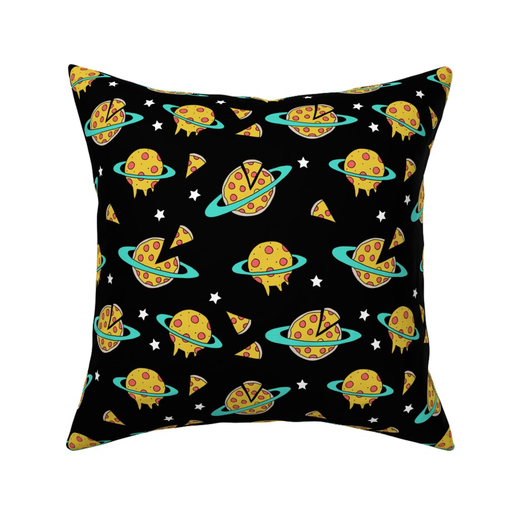 Pizza Planet - Multi on Dark Pillow, Woven, White, 16x16, Double Sided, Multicolor