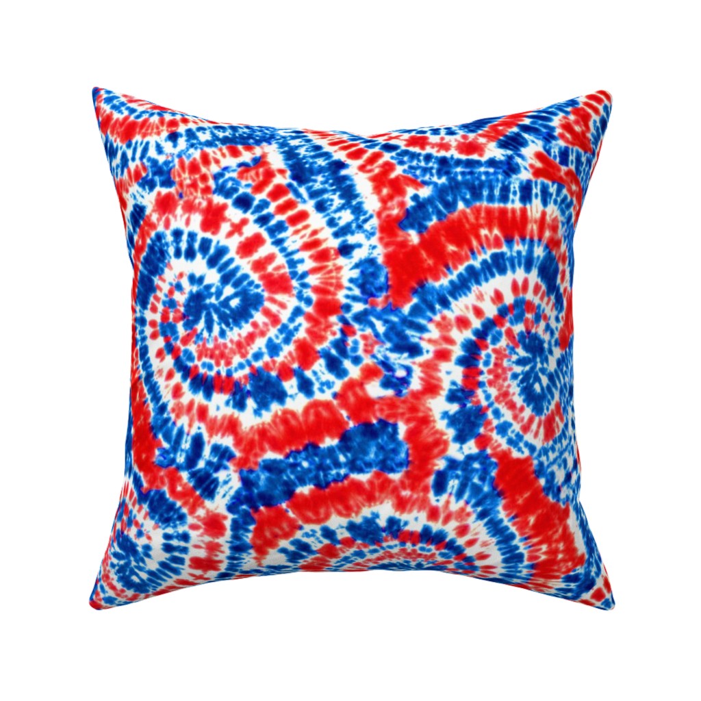 Tie Dye - Blue, Red and White Pillow, Woven, White, 16x16, Double Sided, Multicolor