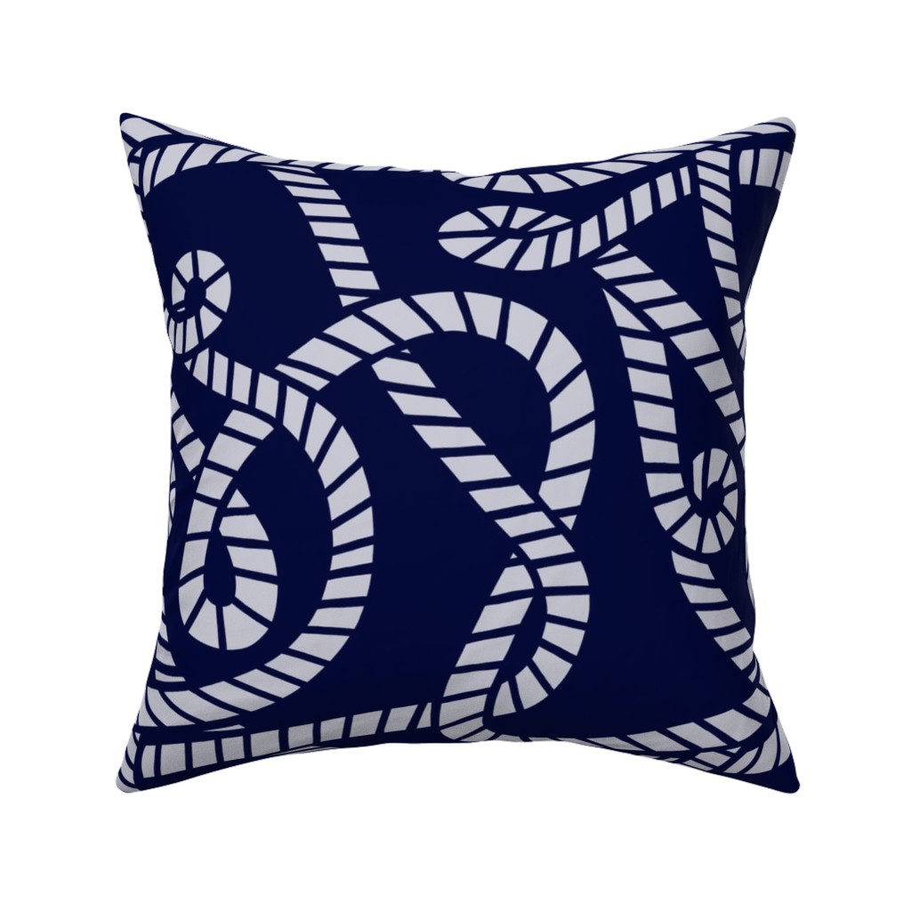 Nautical Rope on Navy Pillow, Woven, White, 16x16, Double Sided, Blue, True Blue