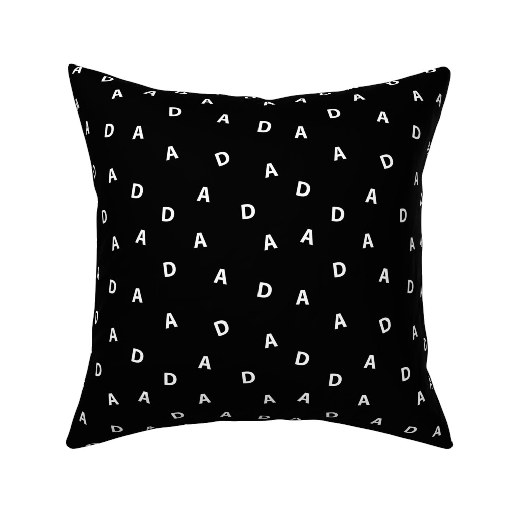 Sweet Dad Typography - Black and White Pillow, Woven, White, 16x16, Double Sided, Black