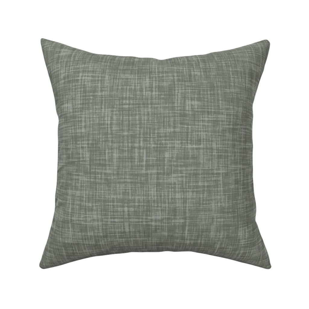 Vintage Linen Pillow, Woven, White, 16x16, Double Sided, Green, Tidal Wave