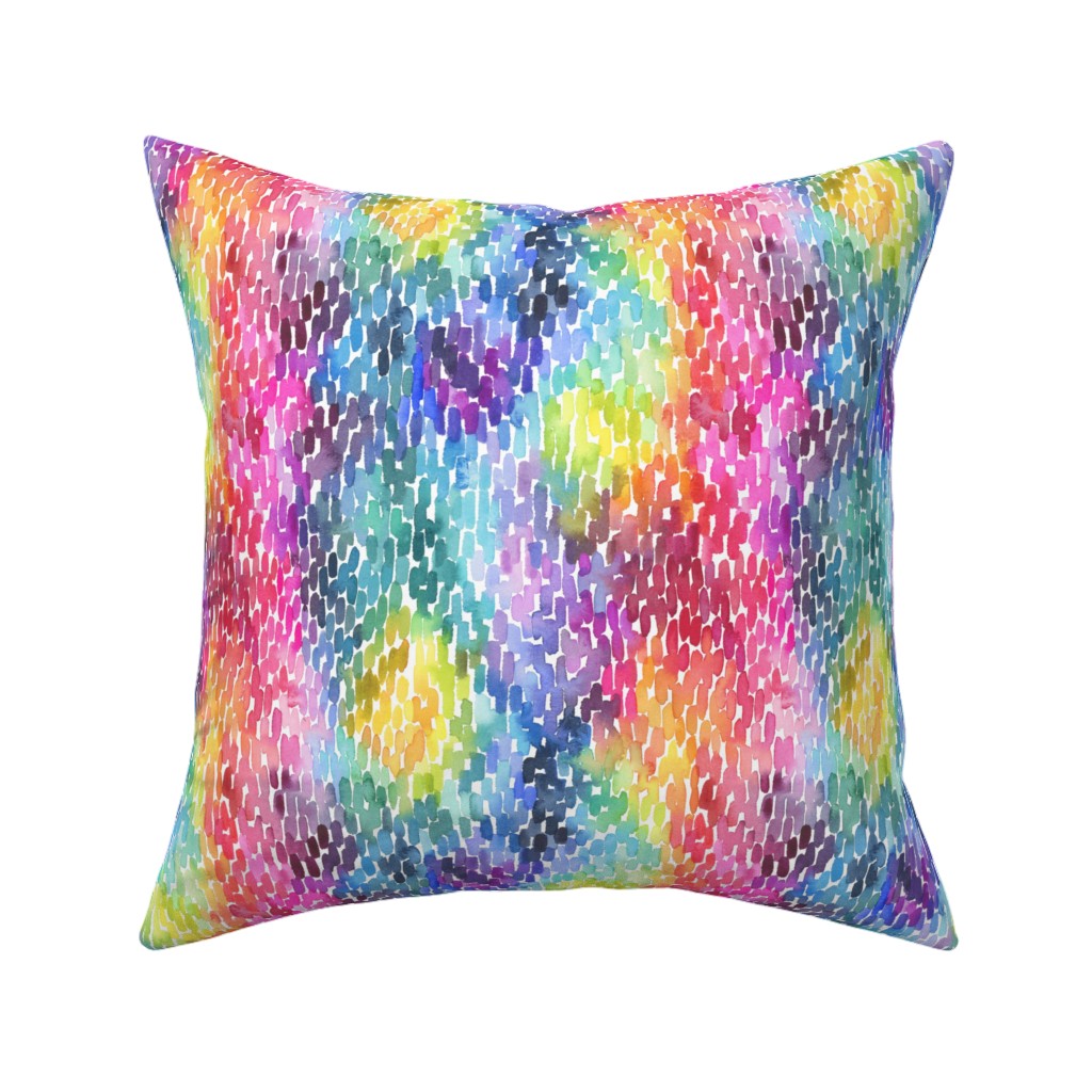 Watercolor Marks - Multi Pillow, Woven, White, 16x16, Double Sided, Multicolor