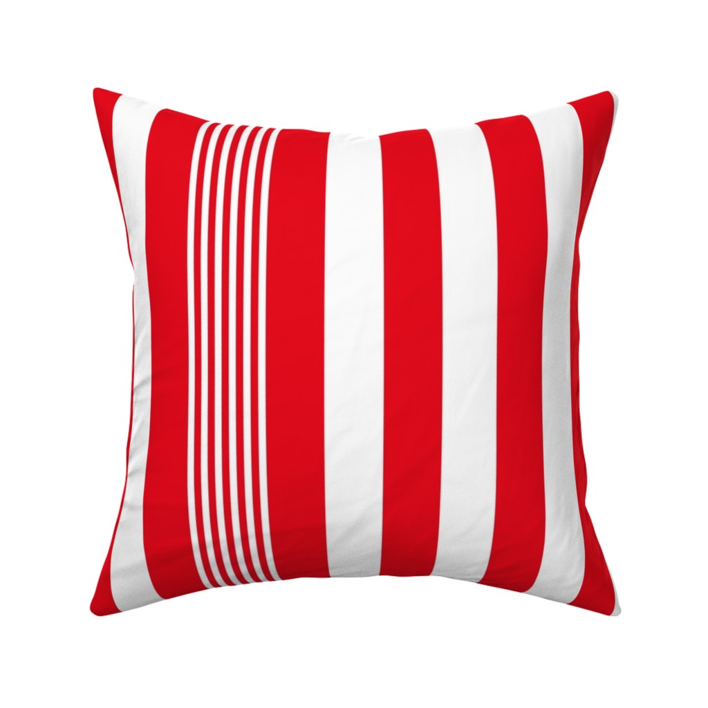 Turkish Stripes Vertical- Canada Day - Red and White Pillow, Woven, White, 16x16, Double Sided, Red, Red