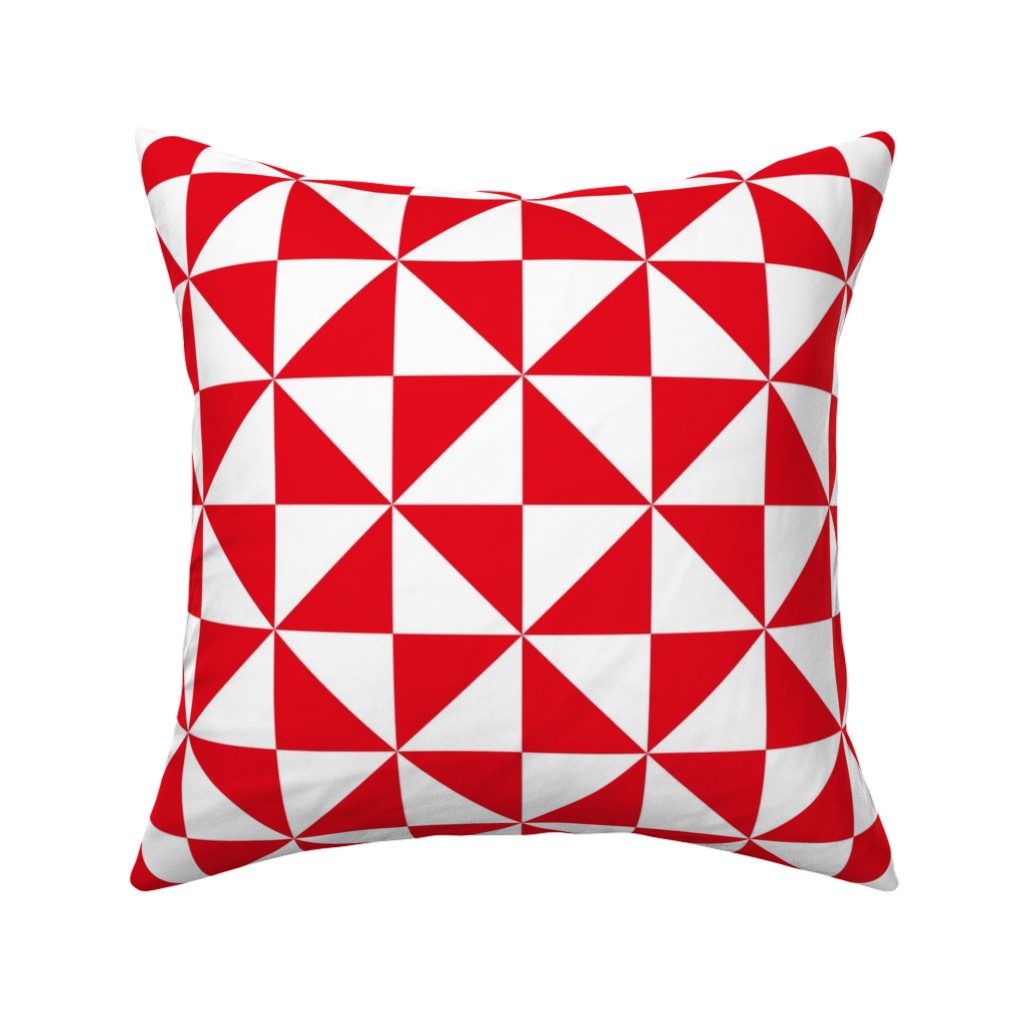Pinwheels - Red and White Pillow, Woven, White, 16x16, Double Sided, Red, Red