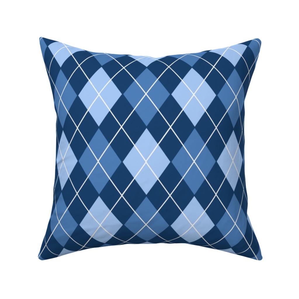 Classic Argyle Plaid in Blues Pillow, Woven, White, 16x16, Double Sided, Blue