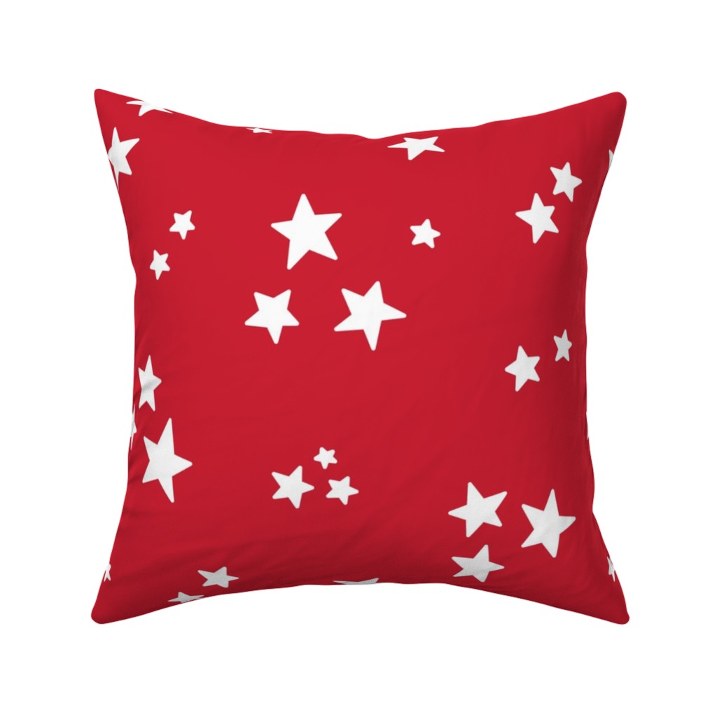 Stars Pillow, Woven, White, 16x16, Double Sided, Red