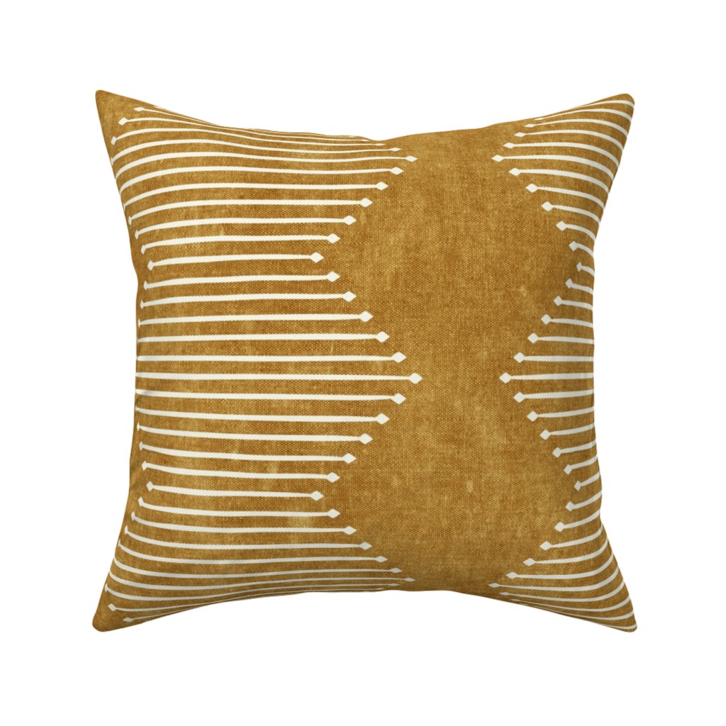 Diamond Mudcloth - Neutral Pillow, Woven, White, 16x16, Double Sided, Yellow, Classic Yellow