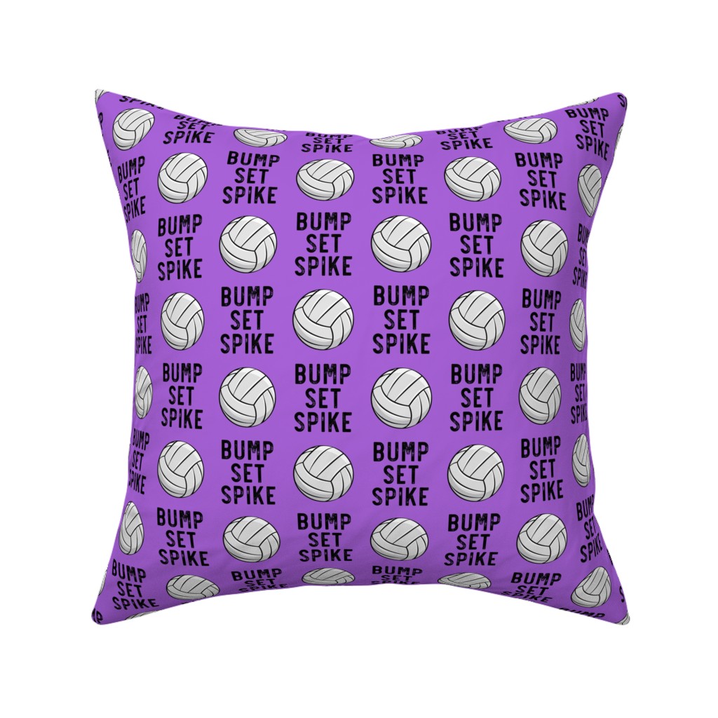 Bump Set Spike Volleyball Pillow, Woven, White, 16x16, Double Sided, Purple, Lupin