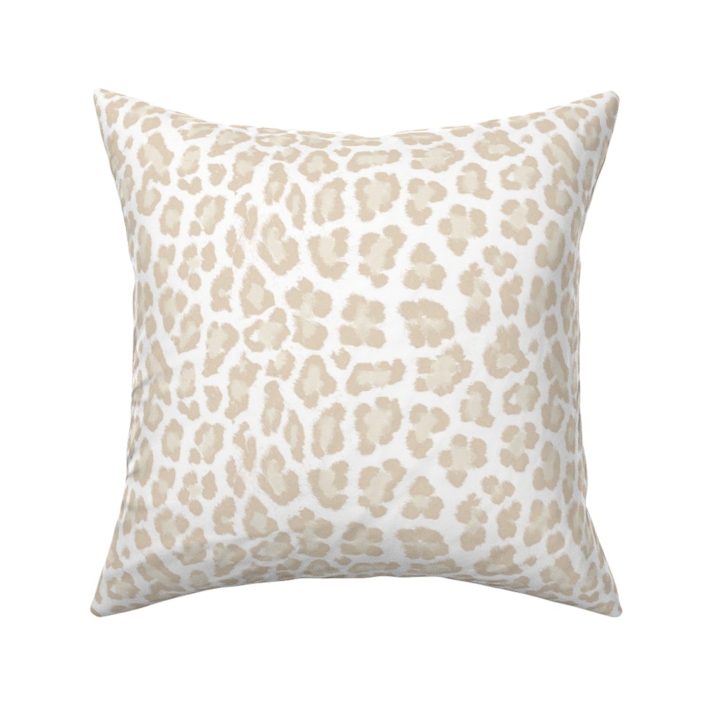 Natural Leopard - Beige Pillow, Woven, White, 16x16, Double Sided, Beige, Pearl