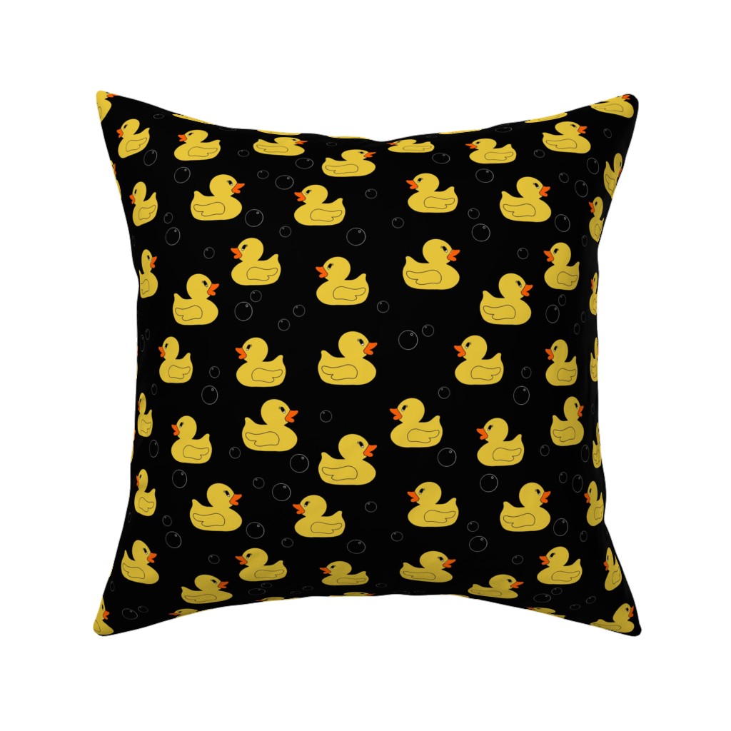 Rubber Duckie - Dark Pillow, Woven, White, 16x16, Double Sided, Black