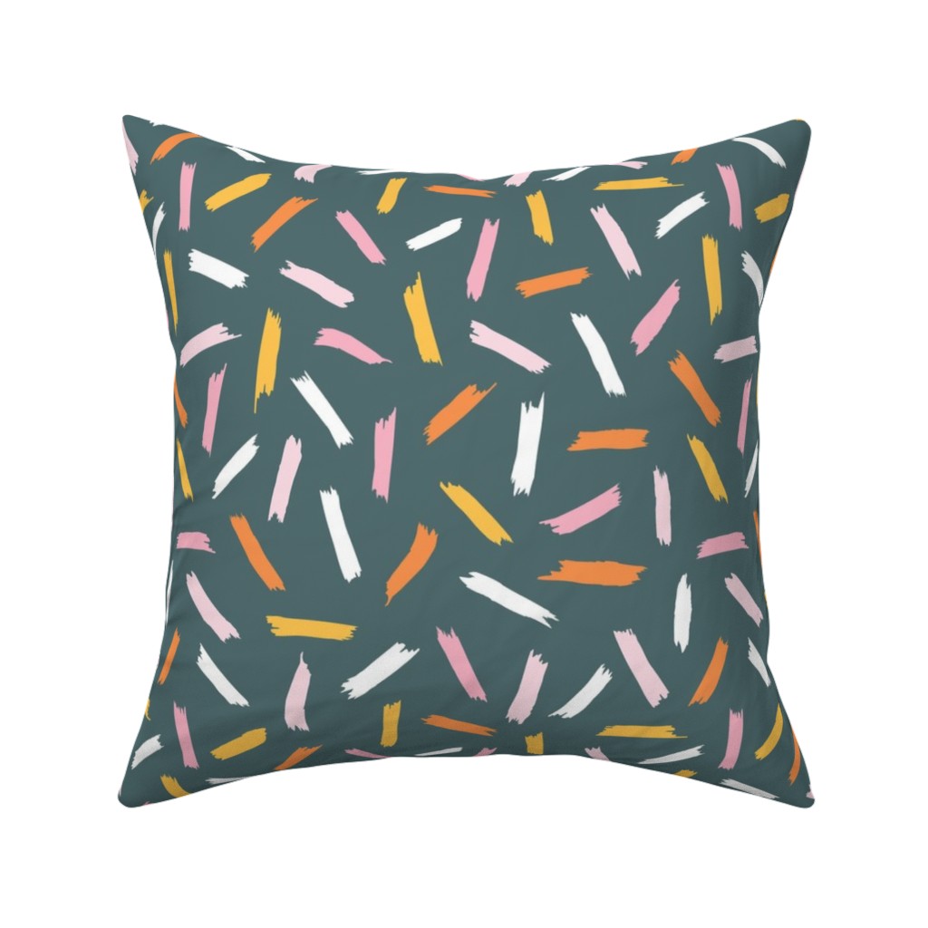 Fun With Paint - Dark Blue Pillow, Woven, White, 16x16, Double Sided, Multicolor