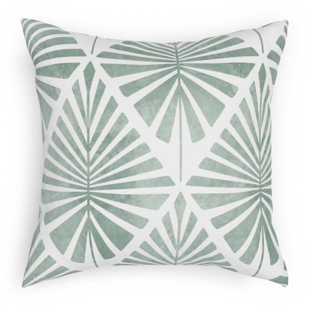 Laguna - Green Pillow, Woven, White, 18x18, Double Sided, Green