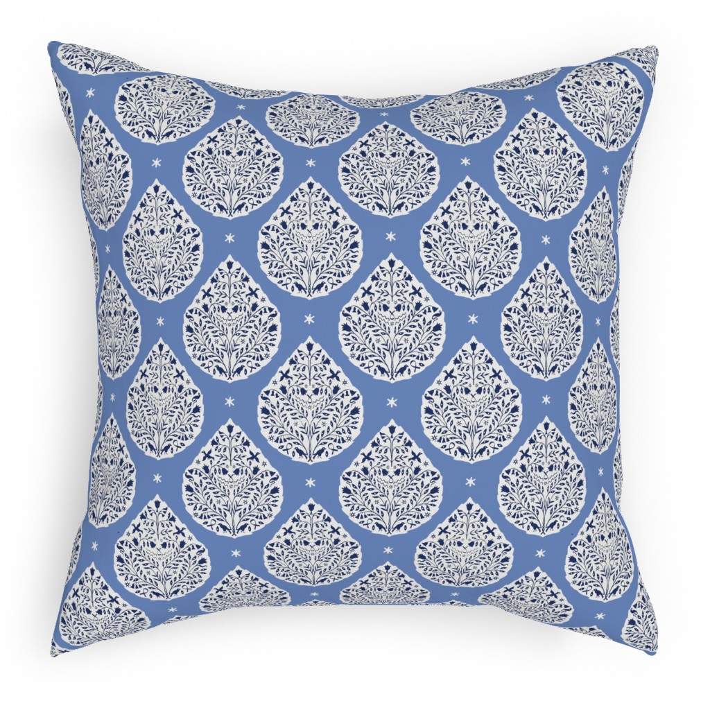 Conway Paisley - Cobalt and Navy Pillow, Woven, White, 18x18, Double Sided, Blue