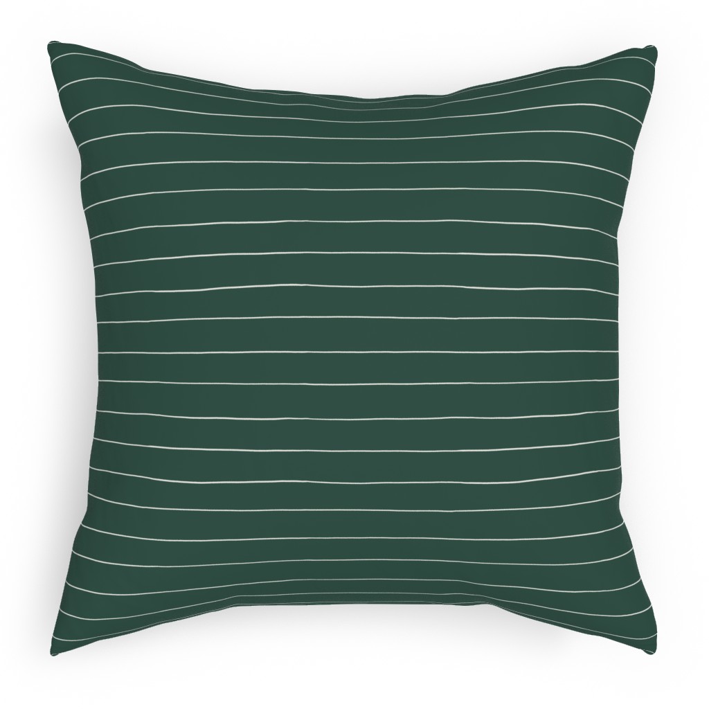 Christmas Stripes Pillow, Woven, White, 18x18, Double Sided, Green, Pine