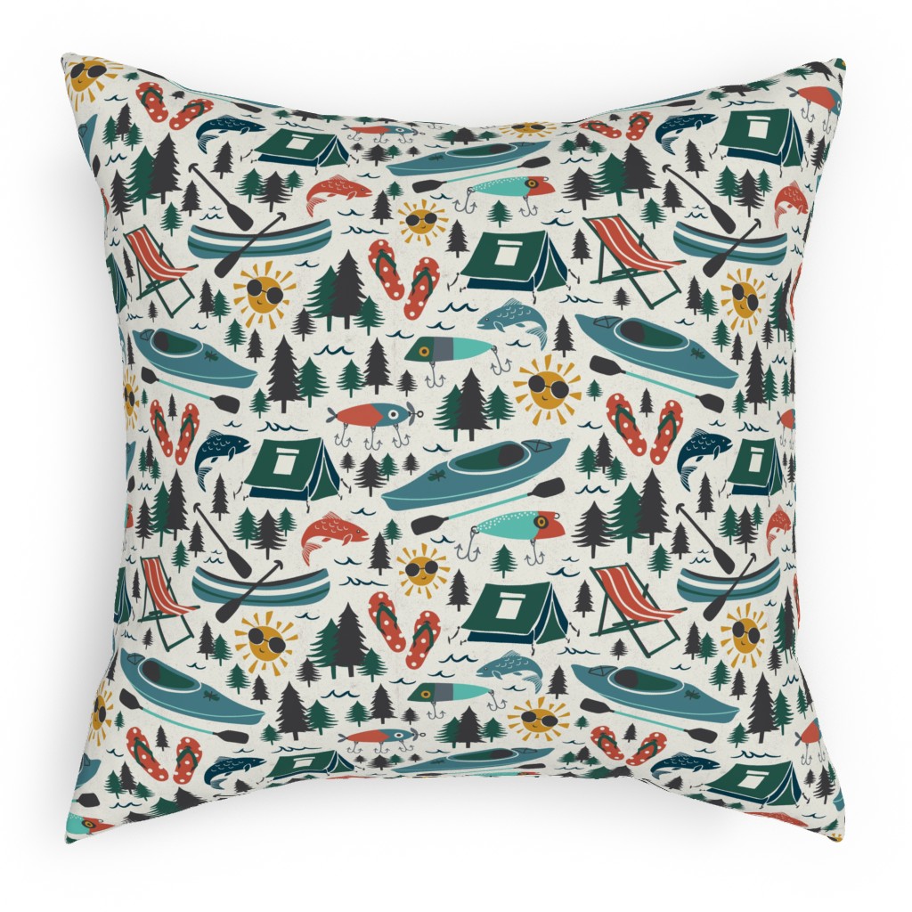 Lake Life Pillow, Woven, White, 18x18, Double Sided, Multicolor, Whisper Gray