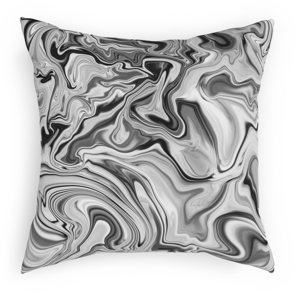 Love Spell Marble - Black and White Pillow, Woven, White, 18x18, Double Sided, Gray