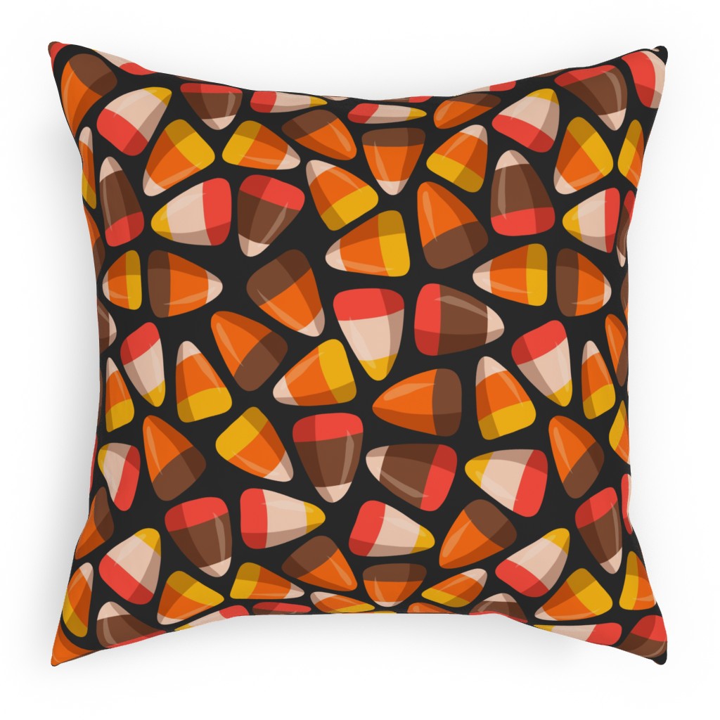 Candy Corn - Midnight Pillow, Woven, White, 18x18, Double Sided, Orange