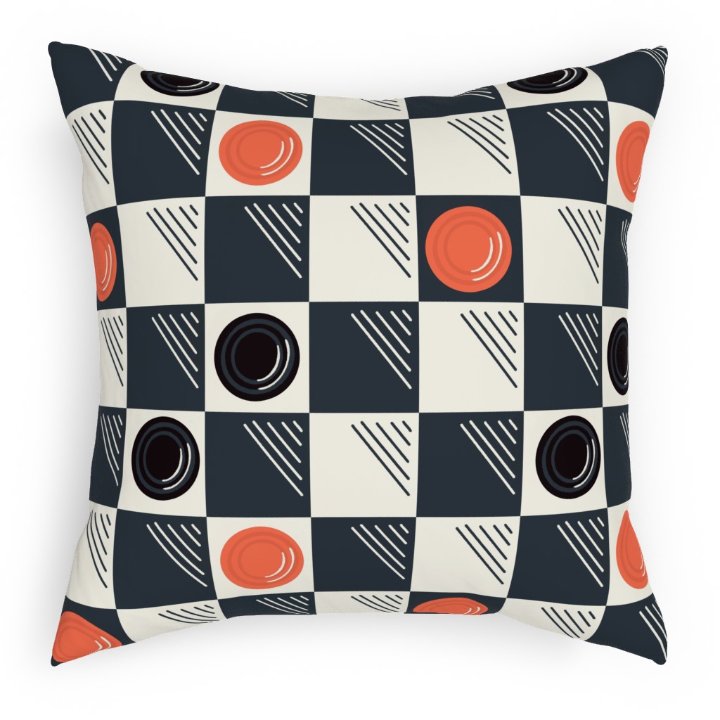 Checkers Pillow, Woven, White, 18x18, Double Sided, Multicolor