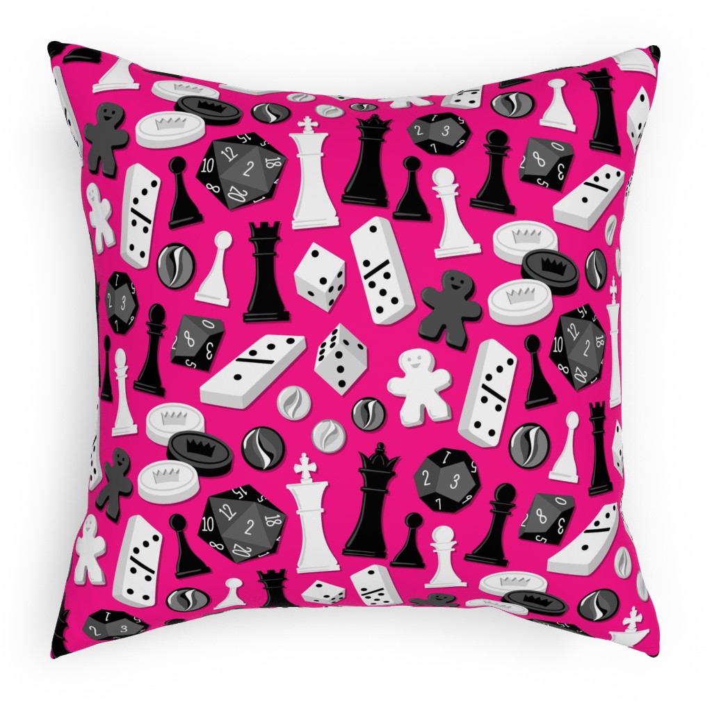 Game on Pillow, Woven, White, 18x18, Double Sided, Pink, Hot Pink
