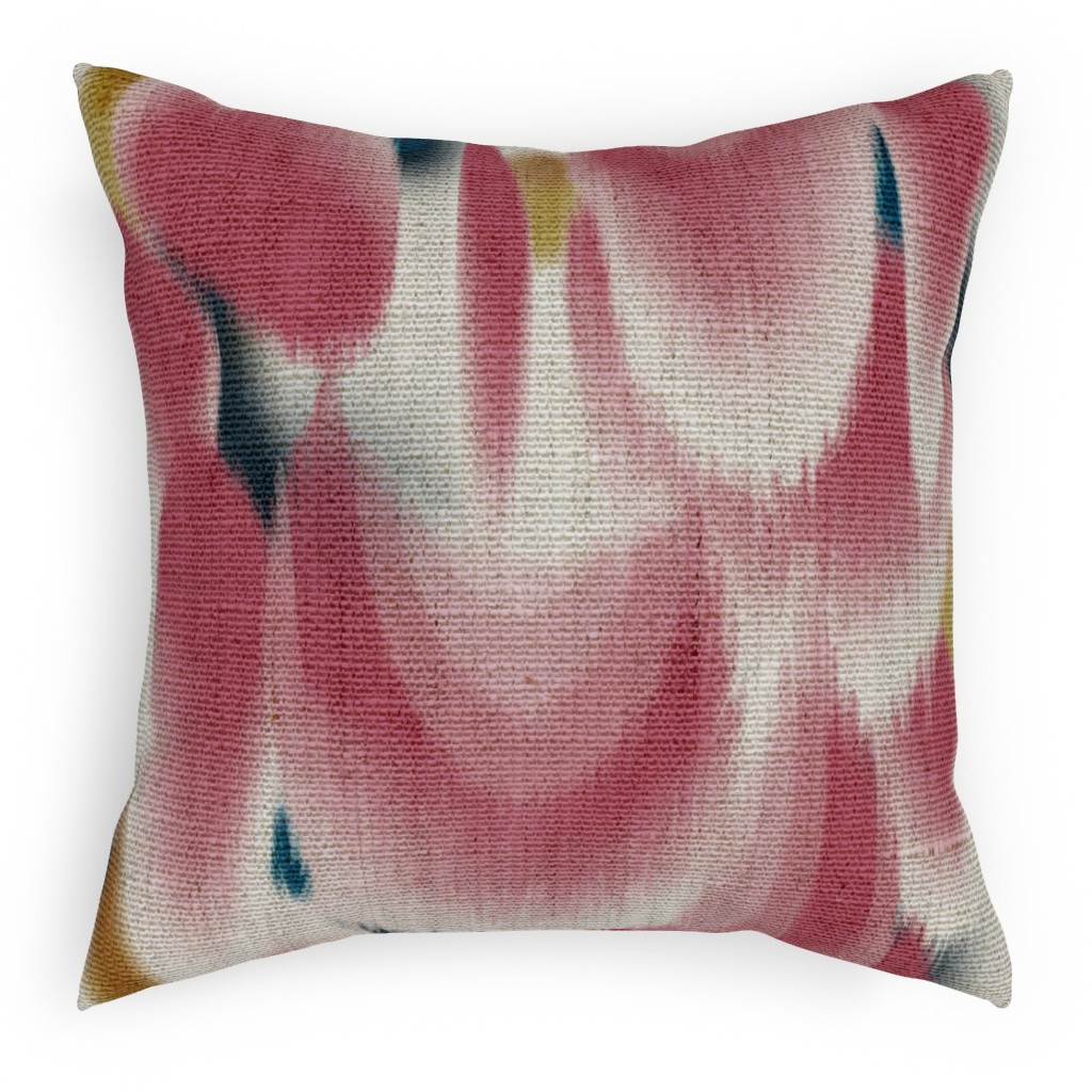 Shibori Wing Spots - Cherry Pillow, Woven, White, 18x18, Double Sided, Pink