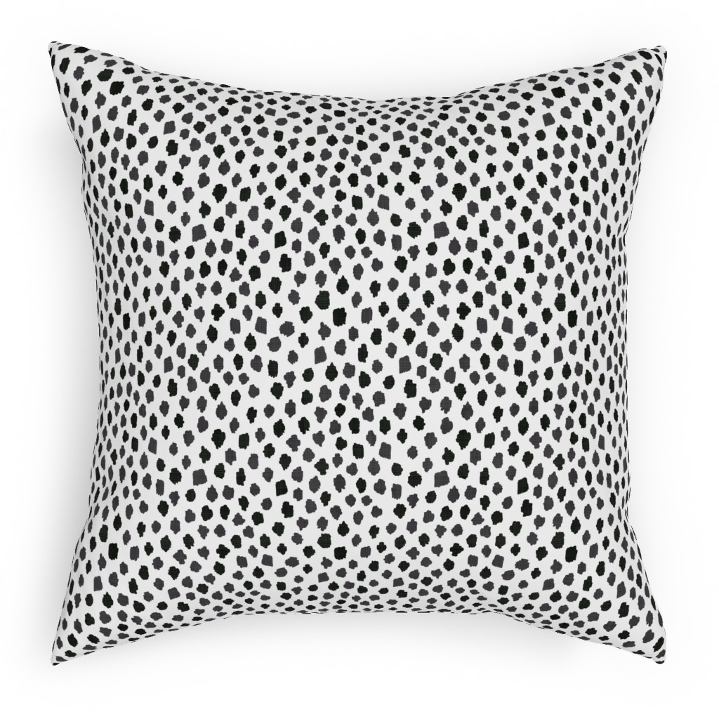 Inky Spots - Black and White Pillow, Woven, White, 18x18, Double Sided, White