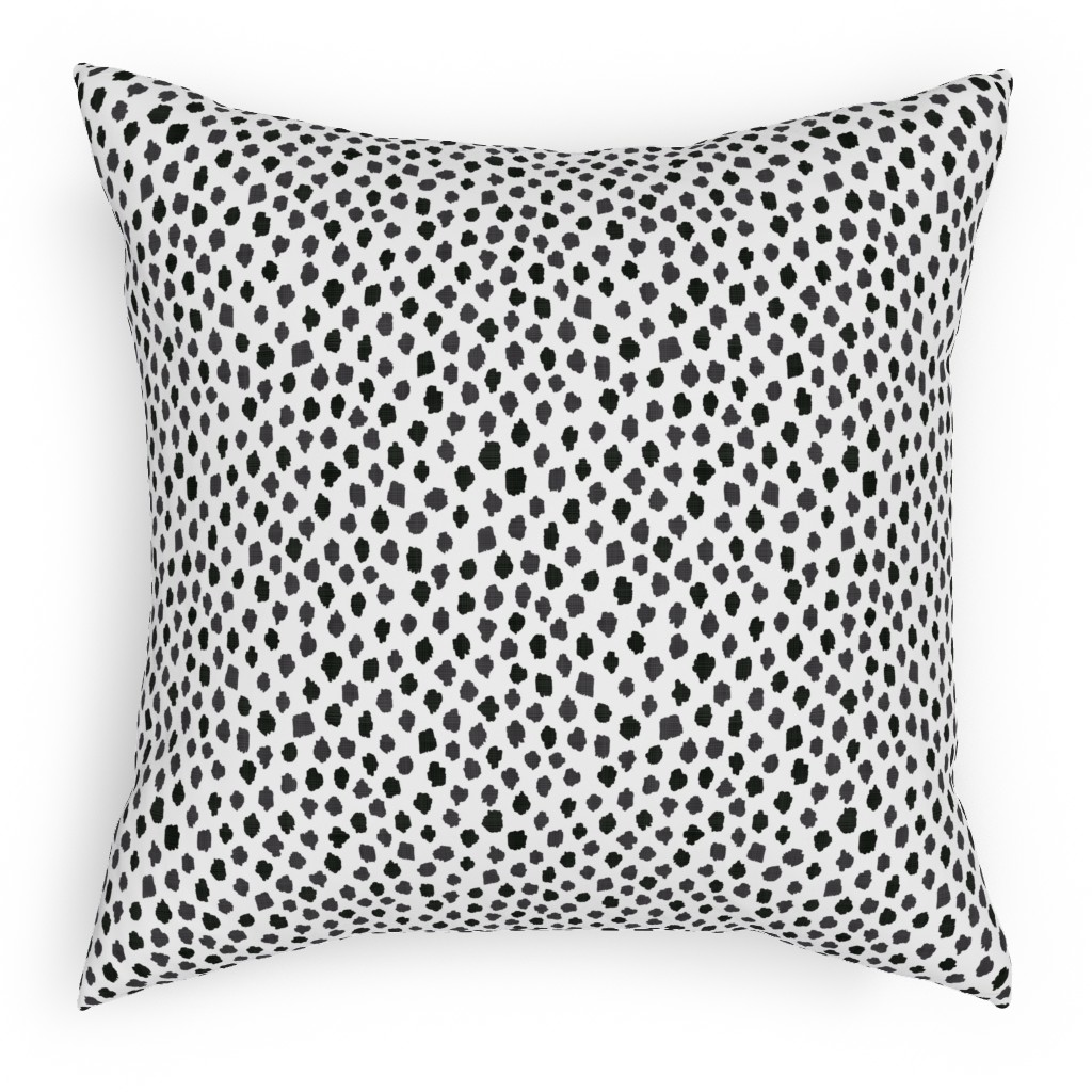Inky Spots - Black and White Pillow, Woven, White, 18x18, Double Sided, White, White