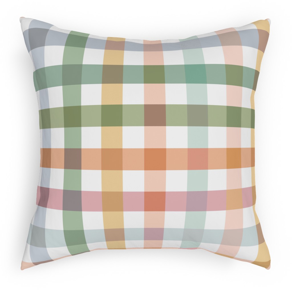 Gingham Picnic - Multi Pillow, Woven, White, 18x18, Double Sided, Multicolor