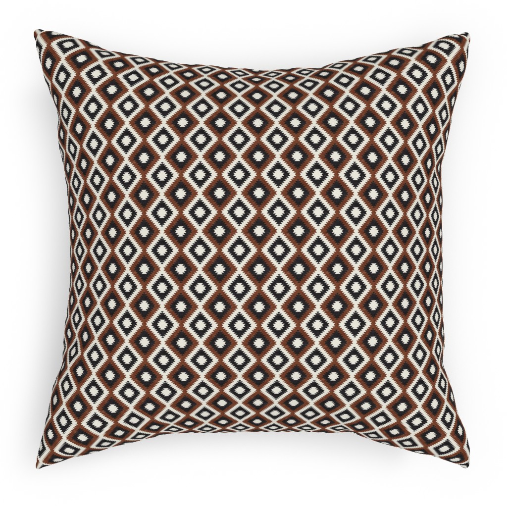 Aztec Pillow, Woven, White, 18x18, Double Sided, Brown, Silver Lining
