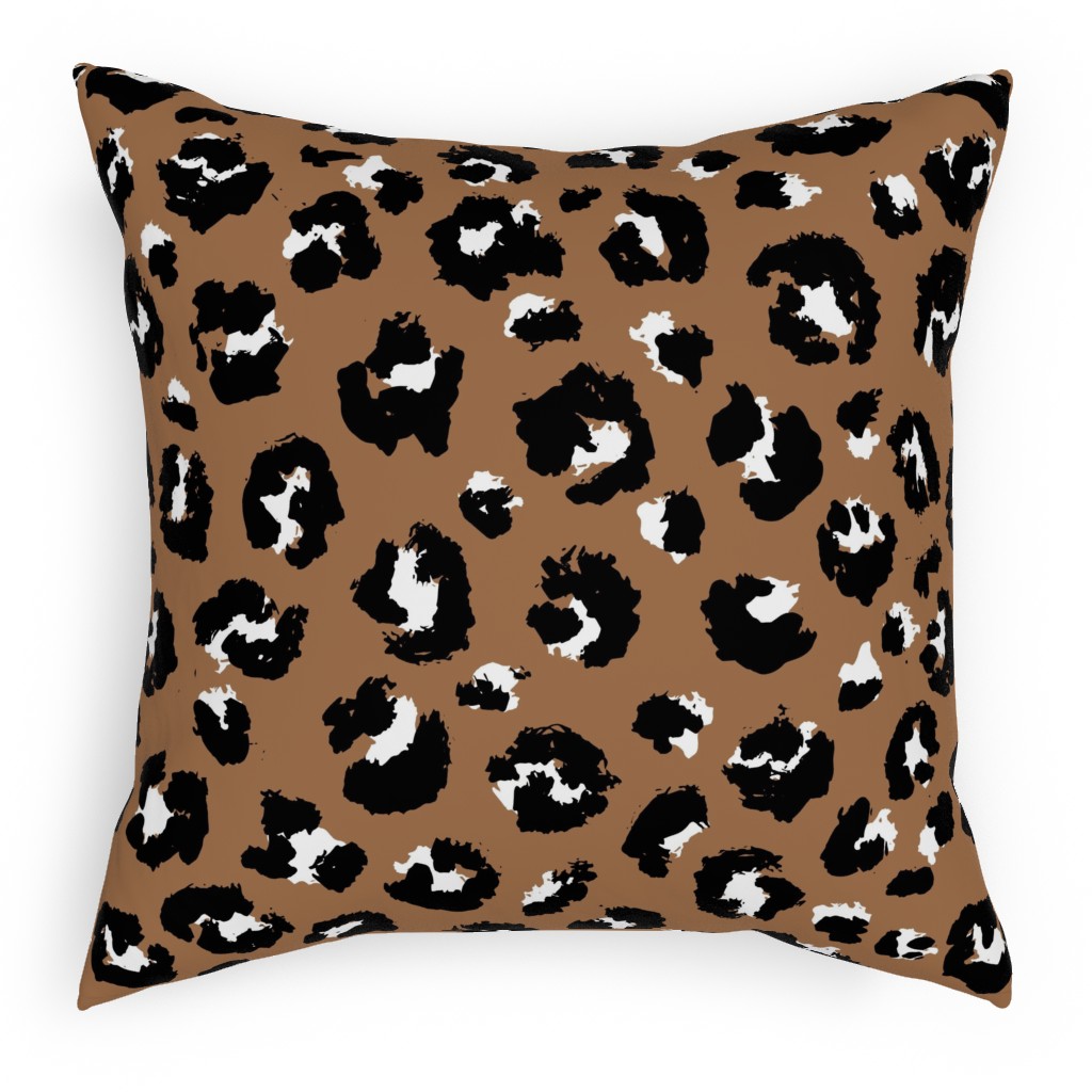 Leopard Spots - Caramel Pillow, Woven, White, 18x18, Double Sided, Brown