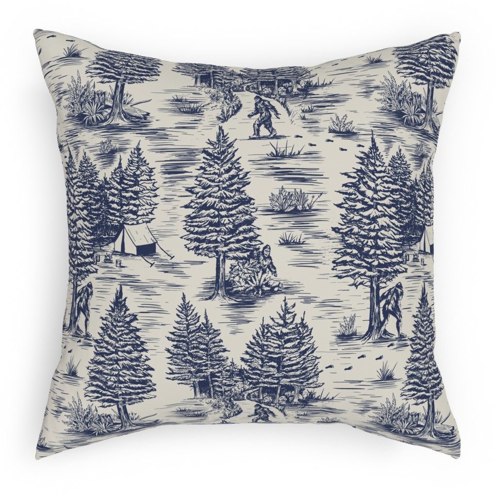 Bigfoot Toile De Jouy - Blue Pillow, Woven, White, 18x18, Double Sided, Blue