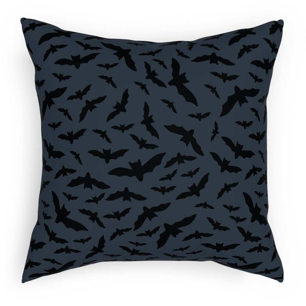 Black Bats Pillow, Woven, White, 18x18, Double Sided, Black, Charcoal