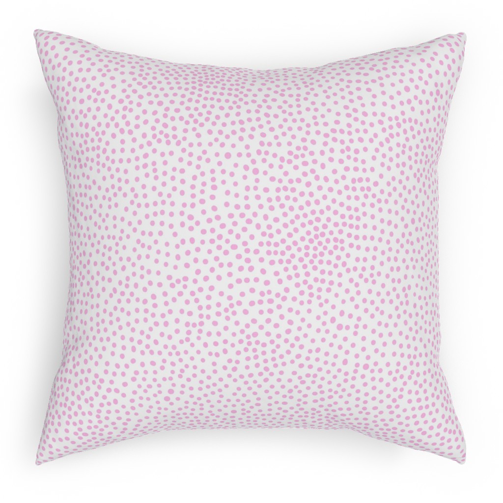 Dot - Happy Pink on White Pillow, Woven, White, 18x18, Double Sided, Pink