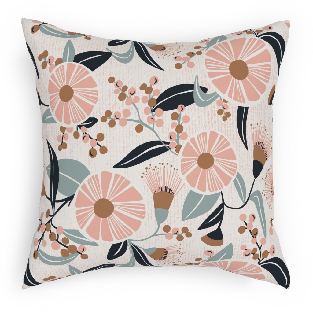 Madelyn Botanical Floral - Pink Pillow, Woven, White, 18x18, Double Sided, Pink, Bright Pink