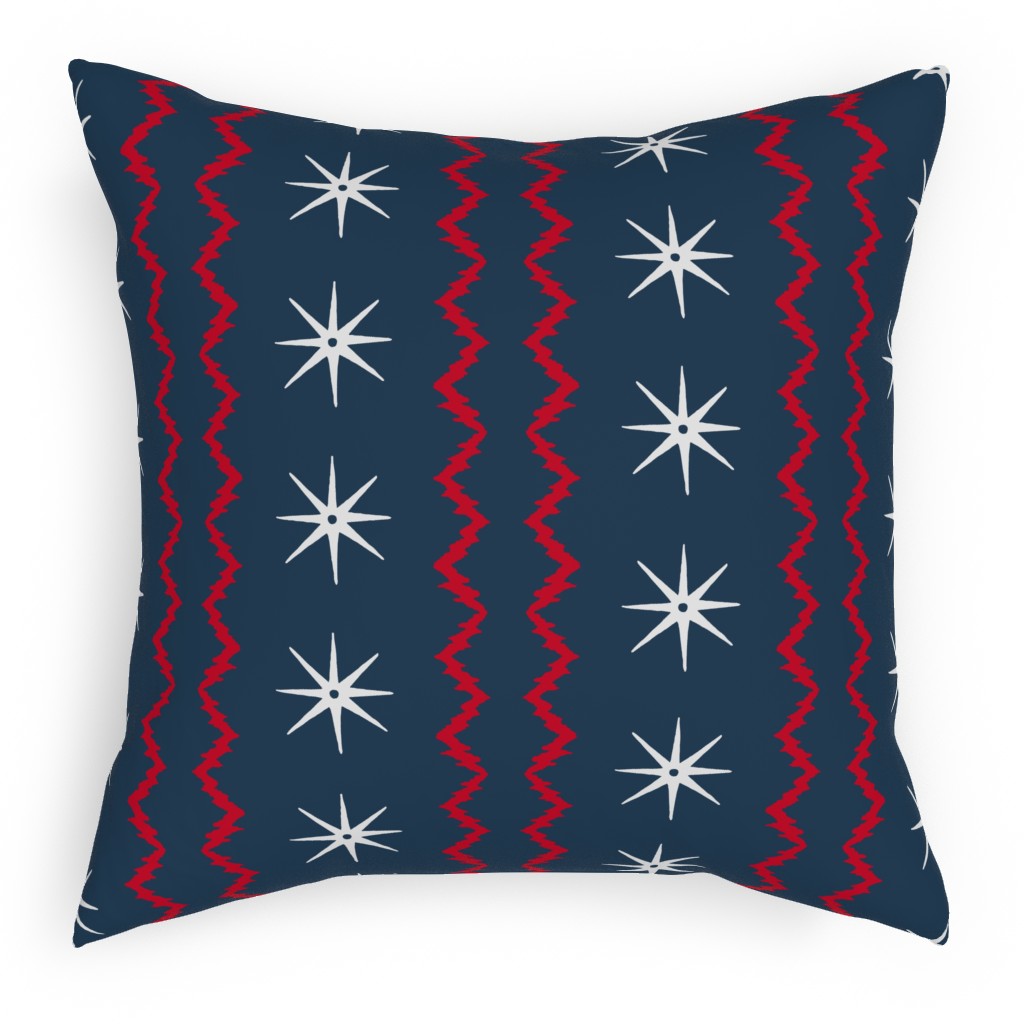 Stars and Stripes - Blue, Red and White Pillow, Woven, White, 18x18, Double Sided, Blue