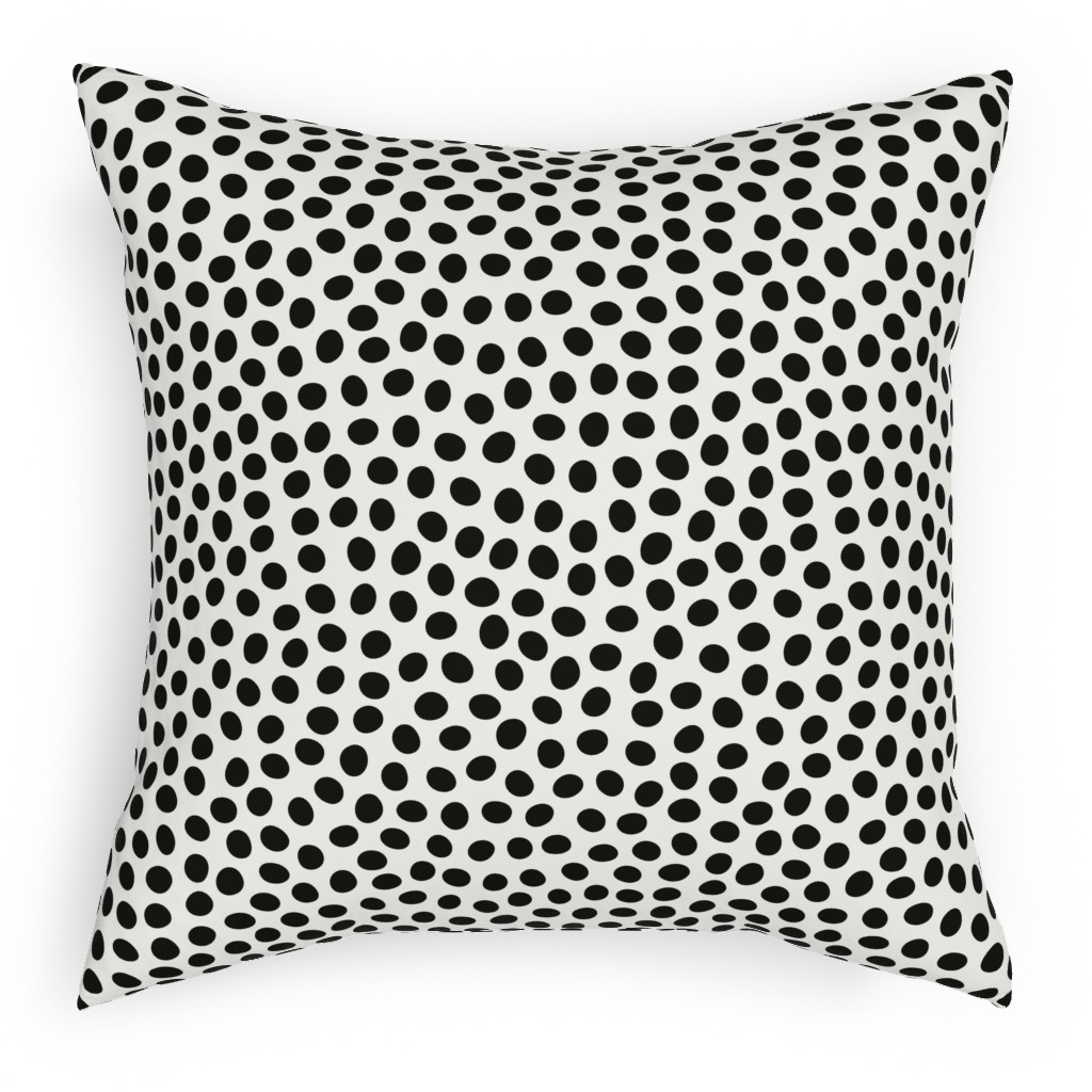 Dots - Black and White Pillow, Woven, White, 18x18, Double Sided, White