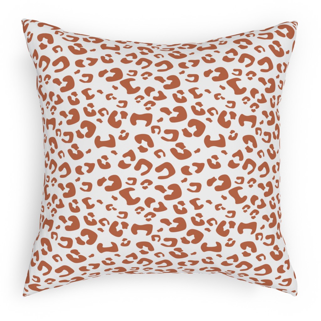 Leopard Print - Terracotta Pillow, Woven, White, 18x18, Double Sided, Brown, Brown