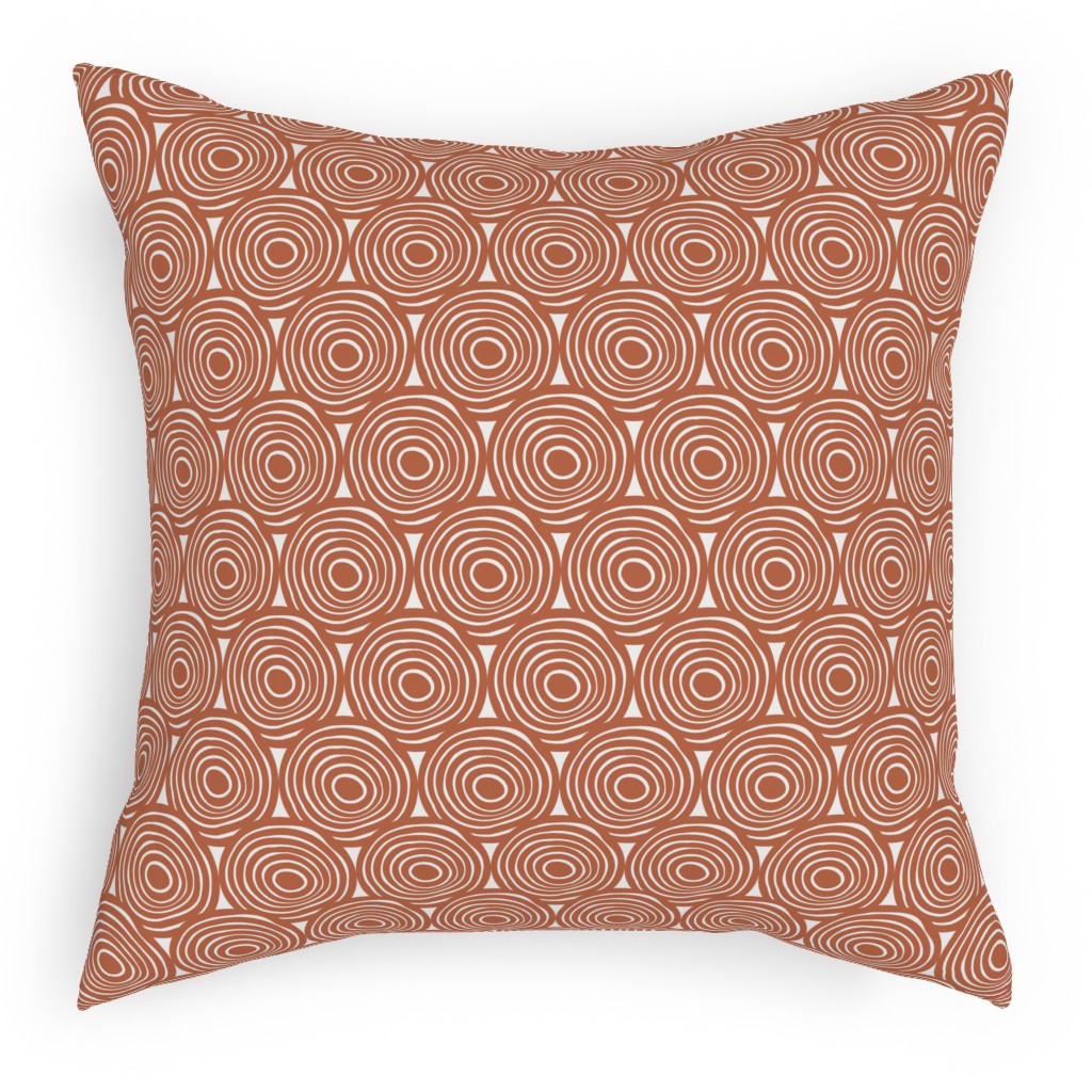 Overlapping Circles - Terracotta Pillow, Woven, White, 18x18, Double Sided, Brown, Brown