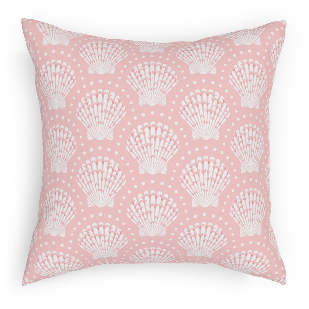 Pretty Scallop Shells - Pink Pillow, Woven, White, 18x18, Double Sided, Pink, Bright Pink