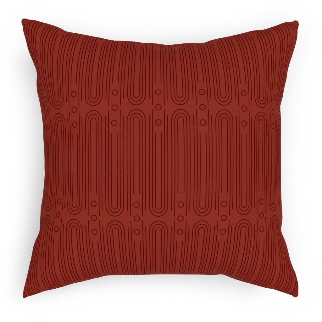 Art Deco Arches - Cranberry Pillow, Woven, White, 18x18, Double Sided, Red, Red