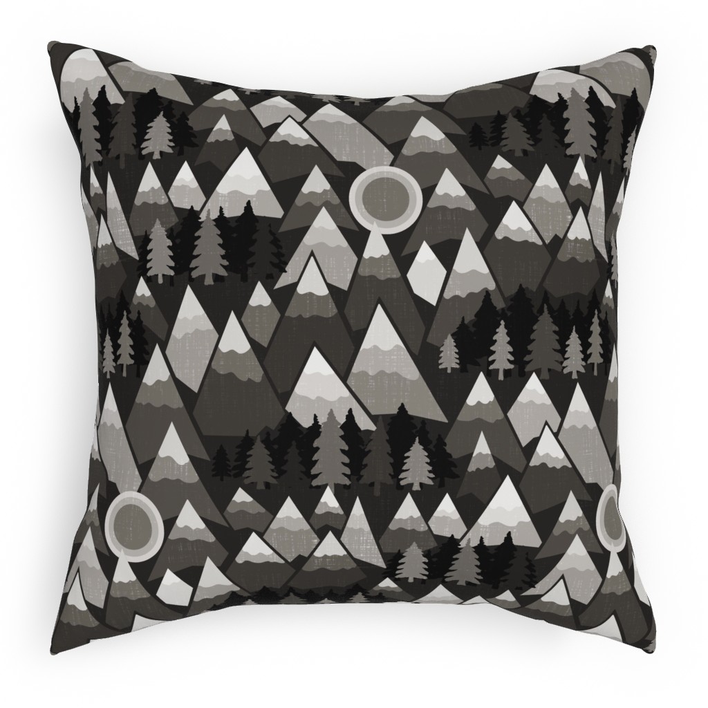the Mountains Are Calling Pillow, Woven, White, 18x18, Double Sided, Gray, Cement