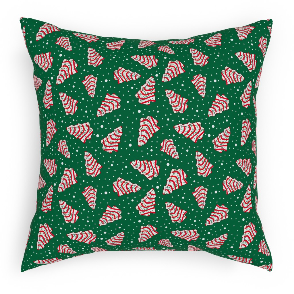 Christmas Tree Snack - Green Pillow, Woven, White, 18x18, Double Sided, Green, Classic Green