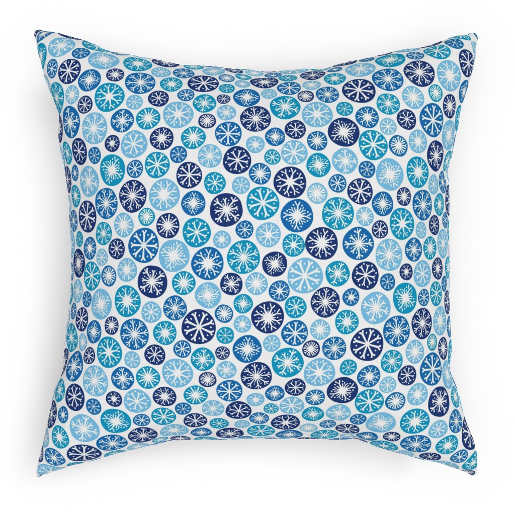 Snow Daze Pillow, Woven, White, 18x18, Double Sided, Blue, Bluebird