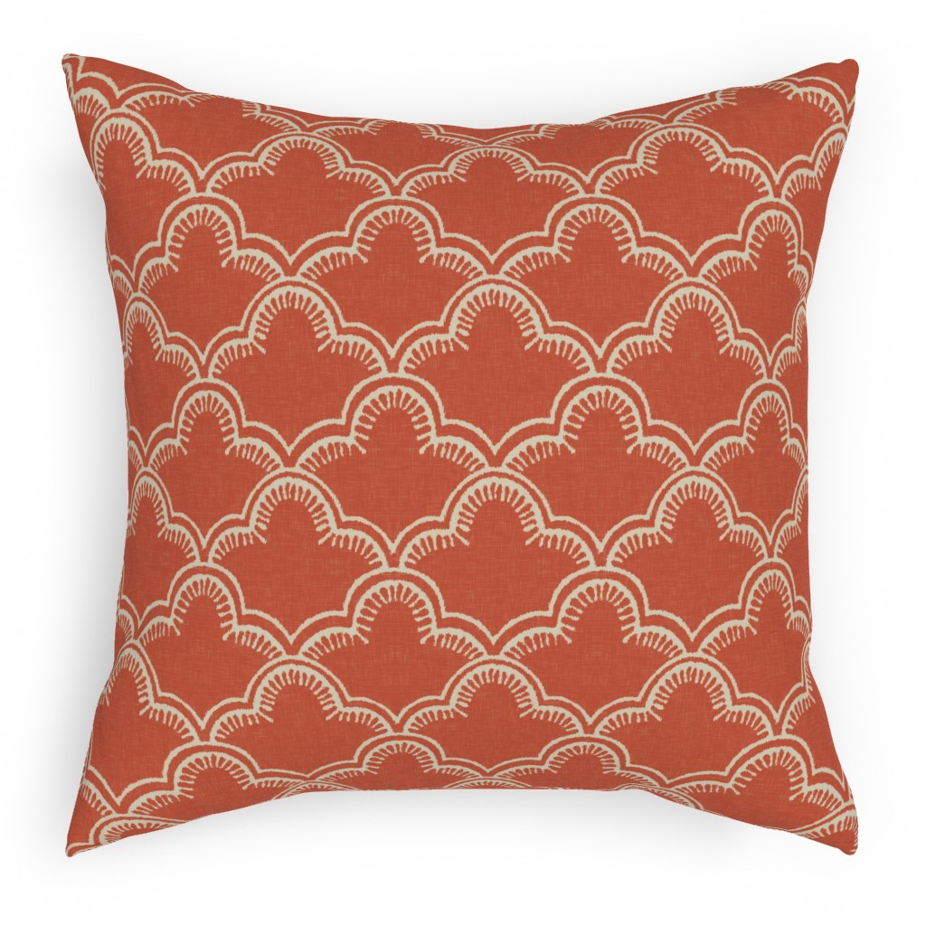 Tangier Pillow, Woven, White, 18x18, Double Sided, Orange