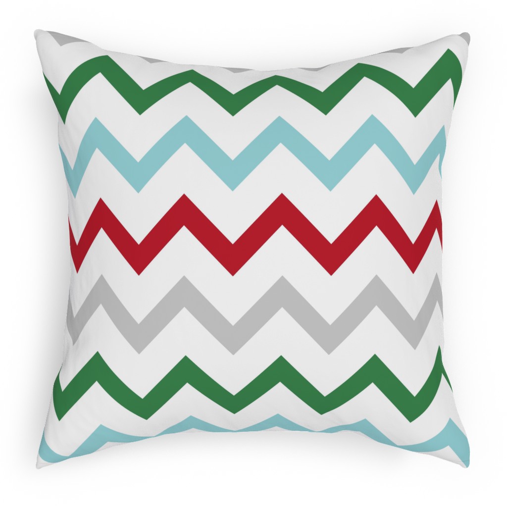 Christmas Wish Chevron - Multi Pillow, Woven, White, 18x18, Double Sided, Multicolor