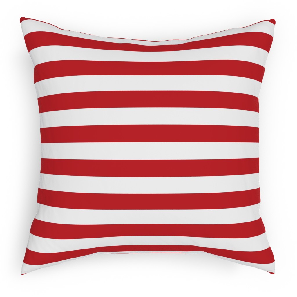 Red Stripes Pillow, Woven, White, 18x18, Double Sided, Red
