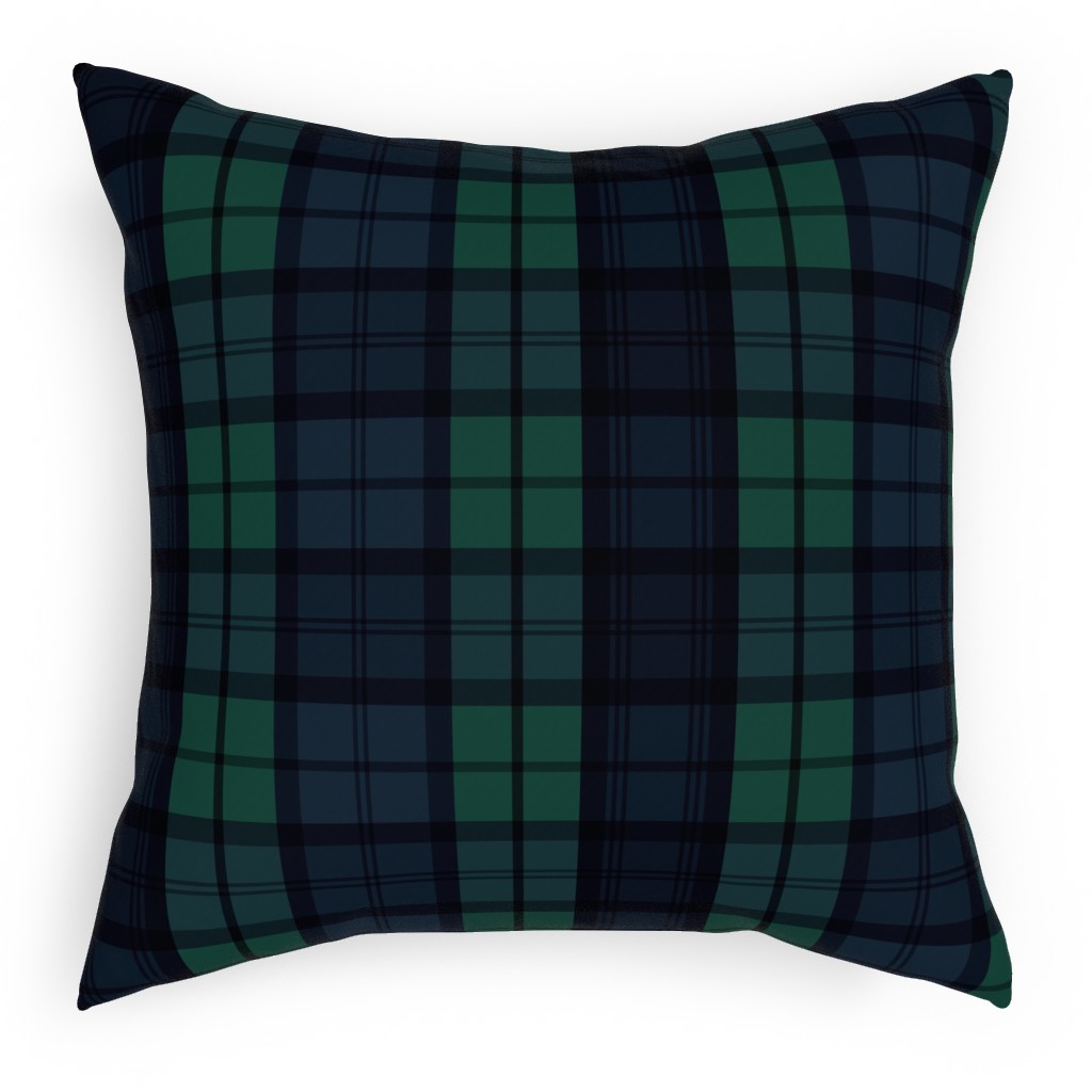 Dark Green Plaid Pillow, Woven, White, 18x18, Double Sided, Green, Classic Green