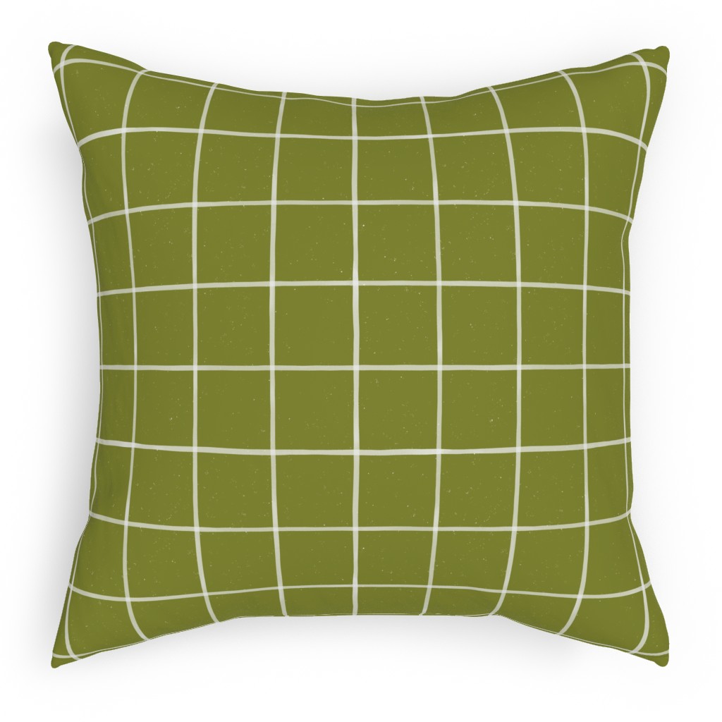 Watercolor Windowpane - Green Pillow, Woven, White, 18x18, Double Sided, Green, Classic Green